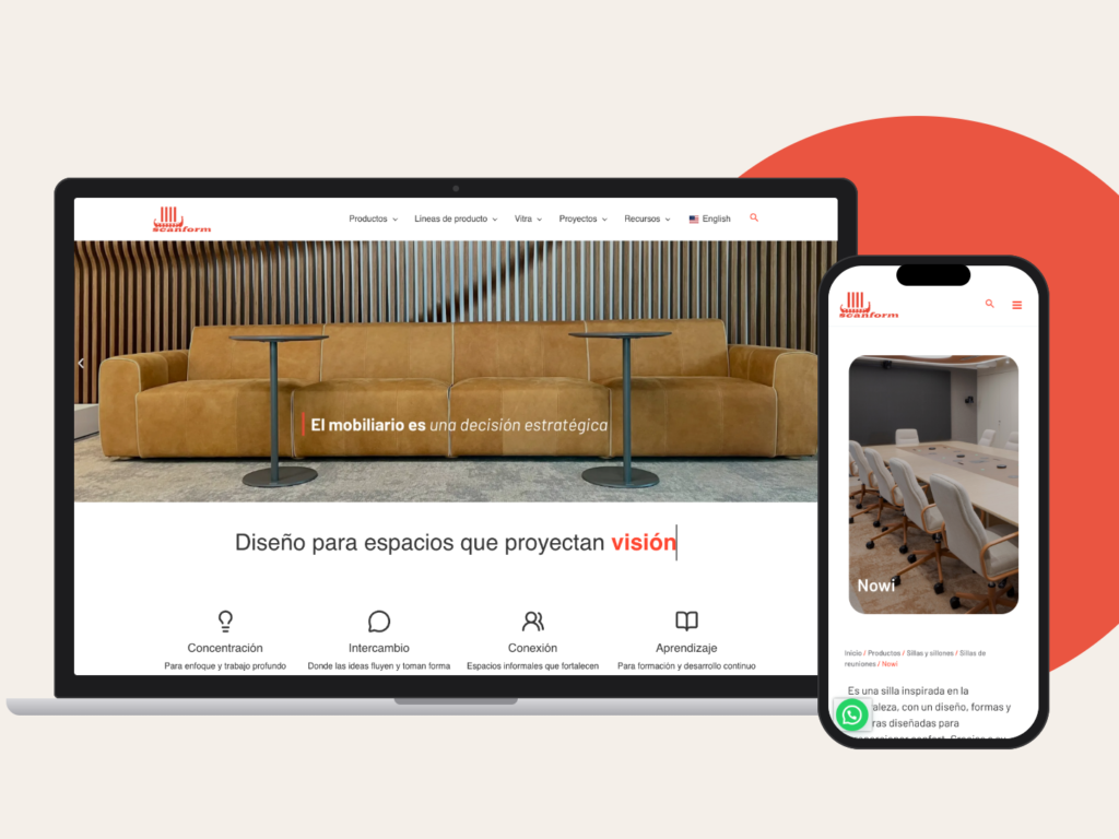 Mockup del sitio de Scanform en computador y celular