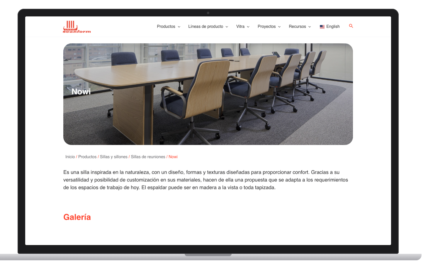 Ficha de producto de la silla Nowi