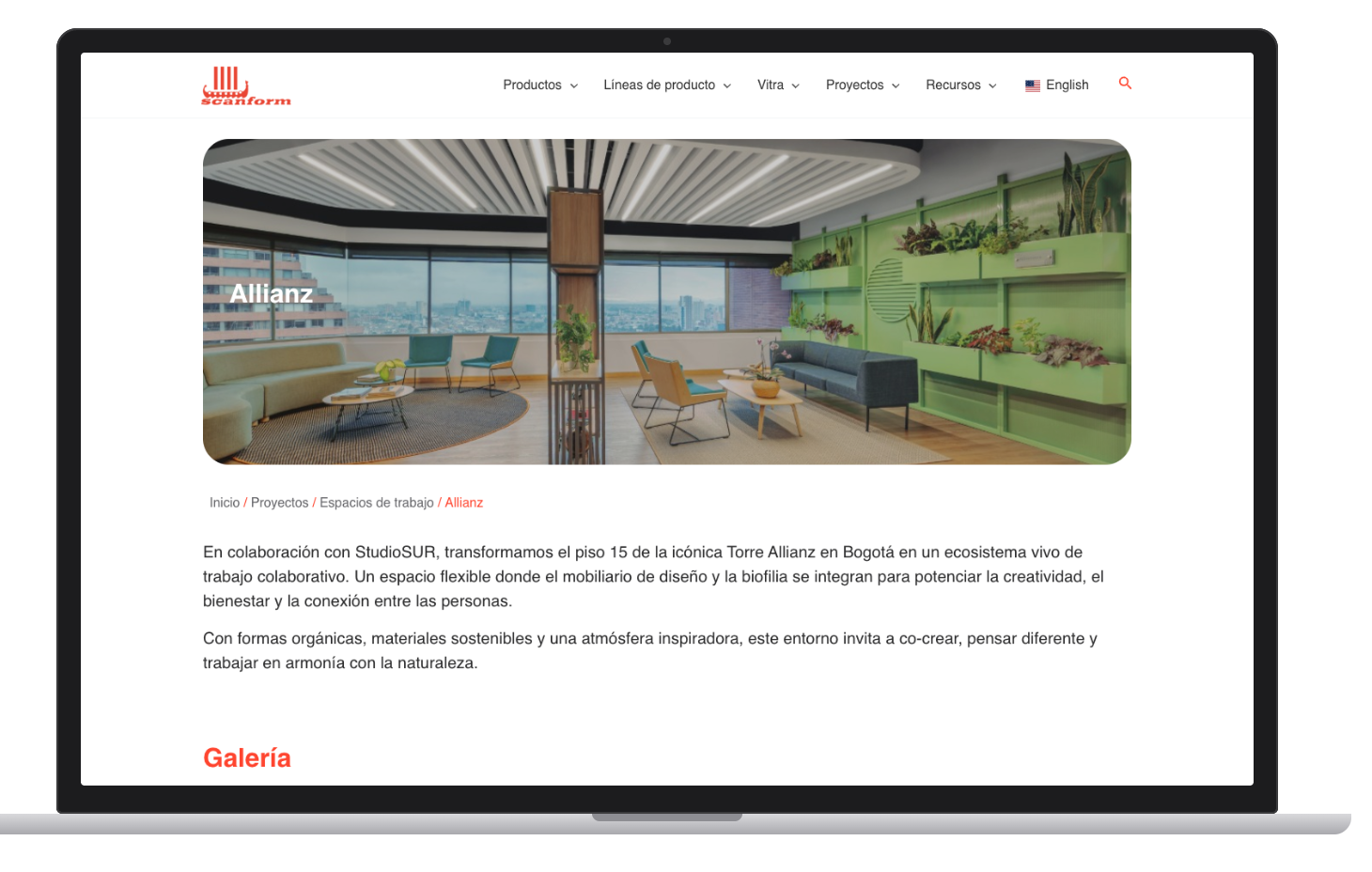 Ficha del proyecto Allianz con foto y descripción