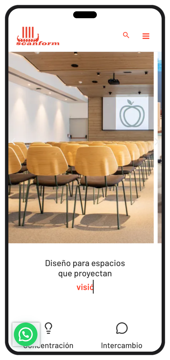 Inicio del sitio de Scanform en celular